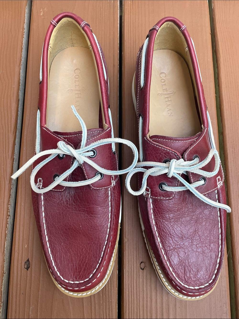 Cole Haan Men’s Burgundy/Red Leather Boat Shoes Loafers Size 11M